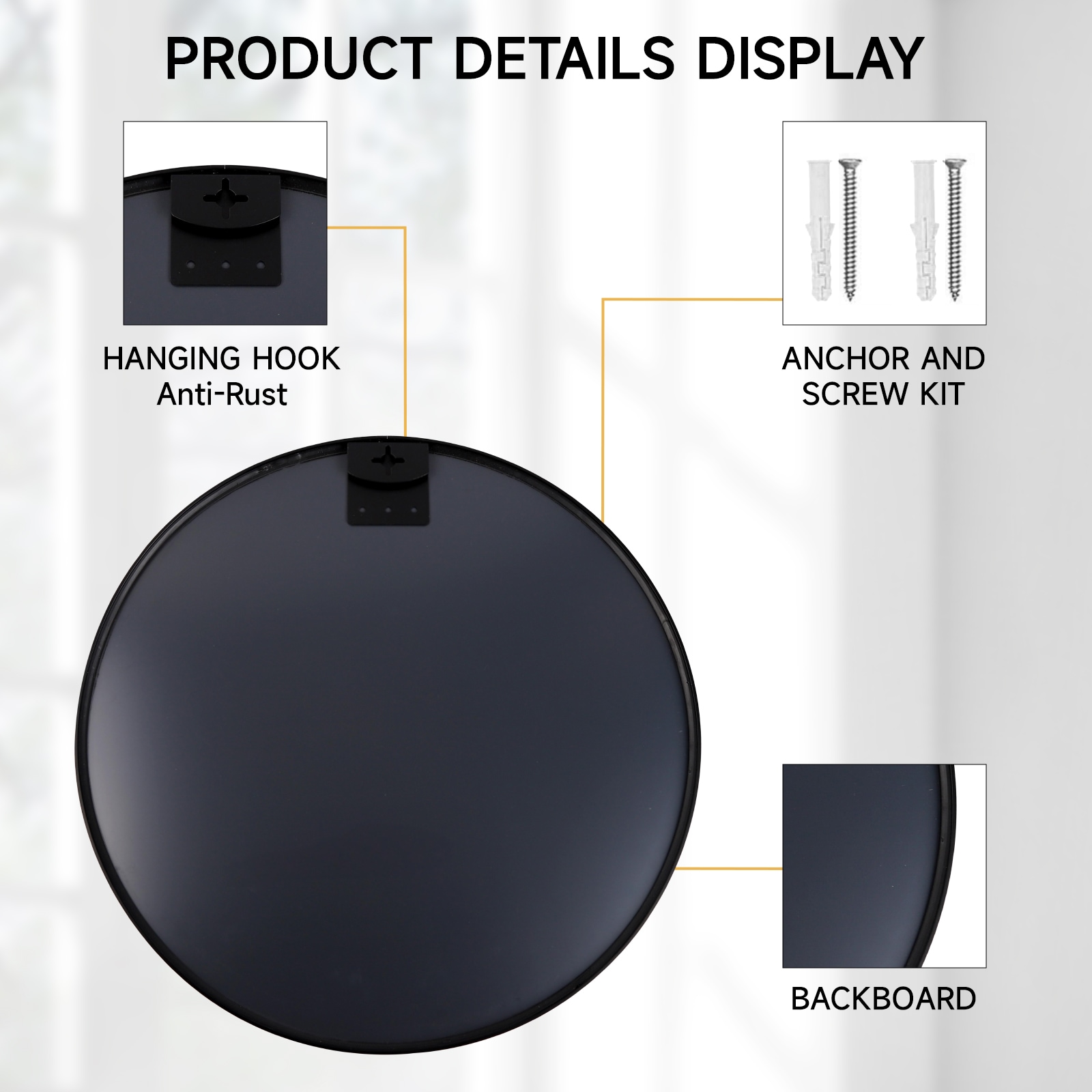 Round Mirror, Black Round Mirror 24 Inch, Circle Wall Mirror Metal Frame, Black Circle Bathroom Mirror, Circular Mirrors For Wall, Living Room, Bedroom, Vanity, Entryway, Hallway._voghion.com
